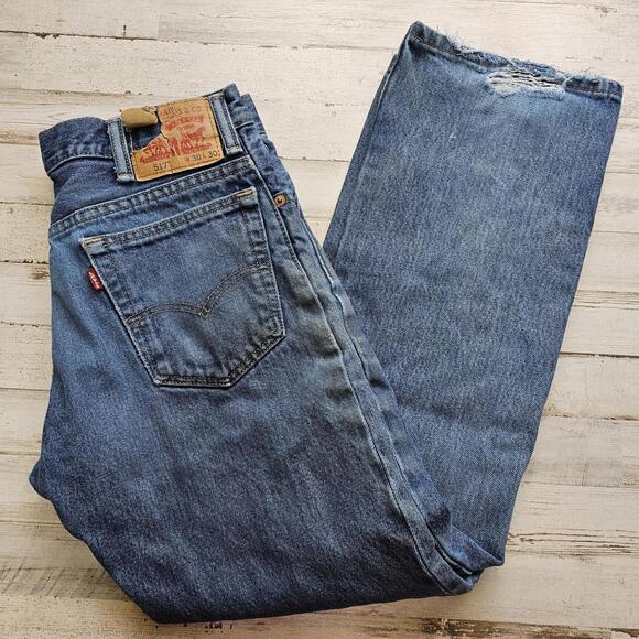 Men’s Levi’s 517 Boot Cut 100% Cotton Denim Jeans 30x30 Distressed - Picture 1 of 10